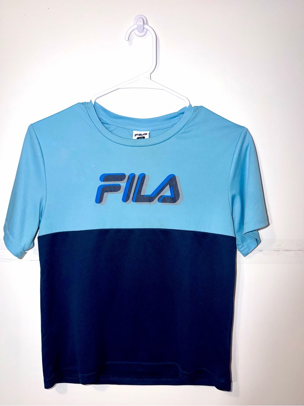Fila Boys Light Blue and Navy Colorblock Tee